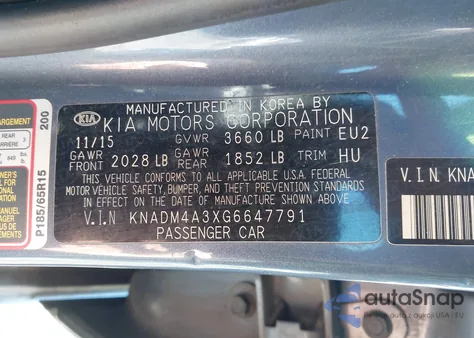 2016 Kia Rio Lx z USA, uszkodzony, nr VIN KNADM4A3XG6647791